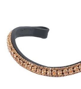 Ashmira Equestrian Rosegold - Diadema de Cuero Negro Suave con 3 Hileras de Cristales en Forma de Ola para Caballo, Accesorio de Brida Inglesa de Alta Calidad - Product Image 3