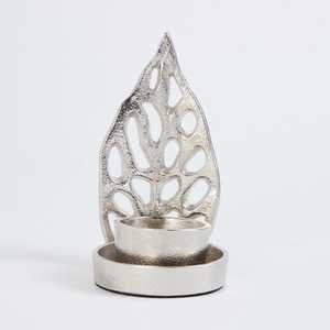 Bougeoir en laiton AK de qualité supérieure en couleur argentée en forme de feuille de conception simple bougeoir en métal de taille personnalisée - Product Image 4