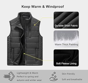 Vente directe d'usine, best-seller, veste d'hiver décontractée pour homme, haute qualité, respirante, fermeture éclair, col en V, veste matelassée personnalisée, 100% - Product Image 3