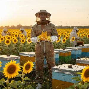 ชุดเลี้ยงผึ้งพร้อมผ้าคลุมหน้าและแขนยาว ป้องกันการถูกต่อย ระบายอากาศได้ดี เหมาะสำหรับการจัดการผึ้ง การเก็บน้ำผึ้ง และการใช้งานในโรงเลี้ยงผึ้ง - Product Image 3
