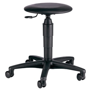 <b>Adjustable</b> <b>Height</b> Swivel <b>Stool</b> with Casters Black Faux Leather Upholstery 420-550mm TOPSTAR - Product Image 1