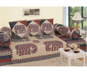 Elegante decoración del hogar elefante estampado indio ropa de cama individual 8 piezas Conjunto 1 + 2 + 5 algodón Deewan conjunto para el hogar regalo hermoso nuevo diseño - Product Image 1
