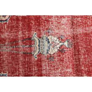 Vintage Small Rug, 2.5x3.9 ft Turkish Rug, <b>Red</b> Striped <b>Wool</b> Rug - Product Image 5