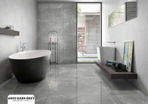 Carreaux de sol en porcelaine gris foncé Arko 600x1200 de haute qualité polis brillants pour intérieurs de villas et d'entrepôts - Product Image 3