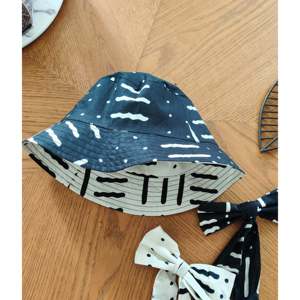 Chapeau bob réversible Yin Yang en velours avec broderie 3D, à large bord, motifs rayés/dessin animé/camouflage/pêcheur brodés - Product Image 1