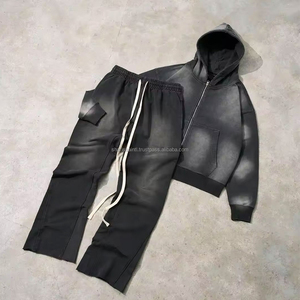 Chándal de lavado ácido de calidad superior para hombre, hecho en fábrica, precio razonable, chándal de algodón para correr para hombre, chándal de lavado ácido para hombre - Product Image 2