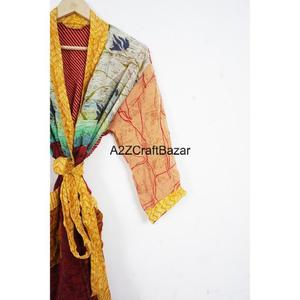 Robe de chambre longue en dentelle de soie élégante et confortable pour femmes, respirante, avec un design patchwork, vêtements de nuit, confort de maternité - Product Image 3