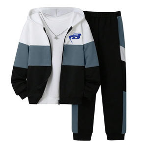 ชุดวอร์มผู้ชายสำหรับฤดูหนาว ระบายอากาศได้ดี สีสันตัดกัน ชุดฮู้ดซิปและกางเกงจ็อกเกอร์ลายอนิเมะ ชุดลำลองสำหรับเล่นกีฬาและออกกำลังกาย - Product Image 1