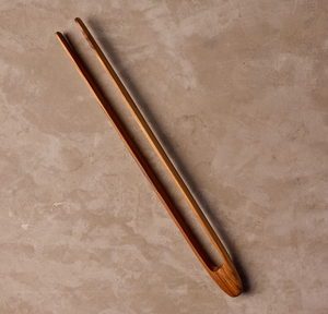 ที่คีบเครื่องปิ้งขนมปังไม้สักแบบยาวพร้อมที่กันลื่นที่คีบสำหรับเสิร์ฟขนมปังปิ้งและบาร์บีคิว - Product Image 6