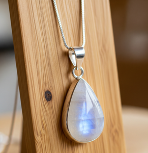 Pendentif bohème en argent Sterling 925 pierre de lune bleue naturelle pierres de cristal de guérison 18K forme de goutte pendentifs de mode et breloques cadeau - Product Image 1