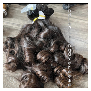 Mechones de Cabello Indio con Ondas Elásticas y Textura Natural, Cabello Virgen de Templo, Doble Trama, Cabello Humano Sin Procesar: no es un modelo permanente - Product Image 1