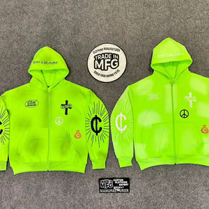 Sudaderas con Capucha Bordadas, Tejidas, Formales, de Verano, con Cierre Frontal, Diseño a Cuadros, Estilo Desgastado y Decolorado por el Sol, Personalizadas - Product Image 1