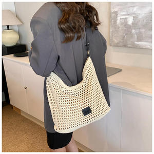 Young Women's Vintage Fashion Beach Purses Large Capacity <b>Handbags</b> with Straw Shoulder Polyester Lining New Style National Brand - Product Image 2