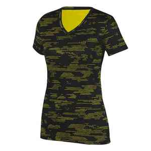Camiseta deportiva con cuello en V y estampado digital para mujer, camiseta para correr transpirable y de secado rápido, ropa de gimnasio con sublimación personalizada - Product Image 6
