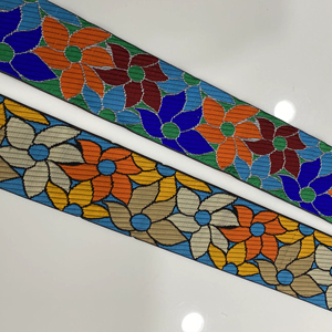 Ribete de Encaje Jacquard Zari Bordado Floral Tradicional de Lujo Hecho a Mano Premium para Prendas, Textiles para el Hogar, Artesanías, Venta al por Mayor OEM - Product Image 1