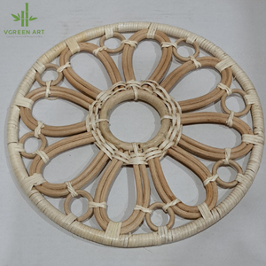 Napperon rond de rotin de fleur tissée naturelle faite à la main de tendance chaude pour la décoration - Product Image 3