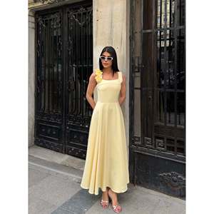 Vestido Maxi Elegante con Cinturón Amarillo para Mujer, Marca missJANELL, Tela Doble de Poliéster y Elastano, Ideal para Uso Diario y Fiestas - Product Image 3