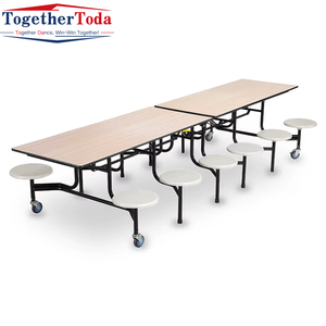 Mesa <span class=keywords><strong>de</strong></span> comedor portátil plegable resistente que ahorra espacio con ruedas <span class=keywords><strong>para</strong></span> la escuela, oficina, cafetería, uso <span class=keywords><strong>para</strong></span> varias personas, fácil <span class=keywords><strong>de</strong></span> limpiar - Product Image 2