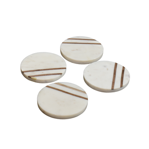 Posavasos de mármol redondo hecho a mano de la mejor calidad, esteras y almohadillas de té y café para oficina en casa con forro de madera - Product Image 1