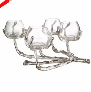 Bougeoir en métal fini doré au look unique pour hôtel, restaurant et bar - Product Image 4