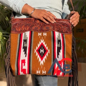 ใหม่ตะวันตกการออกแบบที่ไม่ซ้ํากันมือTooled Fringeกระเป๋าถือAztecอานผ้าห่มสลิงกระเป๋าโบฮีเมียนการออกแบบที่ไม่ซ้ํากันสไตล์กระเป๋าสําหรับสตรี - Product Image 1