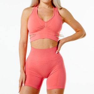 Hot Selling Women Fitness Set 2 Piece Women Bra and Short Set High Waist Short and Bra Top Ladies Gym Wear Yoga Set - Product Image 6