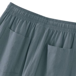 Pantalon de pyjama d'hiver pour homme en toile décontractée, anti-boulochage, mi-lourd, coupe droite, ample, avec cordon de serrage, uni, teinture unie - Product Image 4