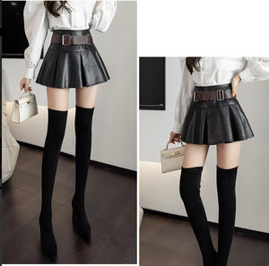 Falda de cuero de cintura alta de alta calidad para mujer Falda de cuero de cintura alta informal de estilo veraniego sexy - Product Image 5