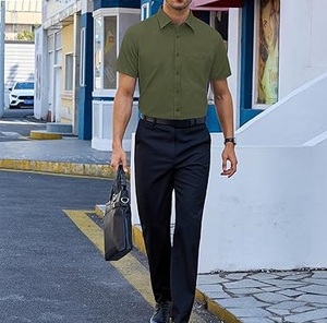 Chemises habillées décontractées d'été en coton 100% à manches longues, respirantes, écologiques, avec poche poitrine, de haute qualité, pour l'extérieur - Product Image 4