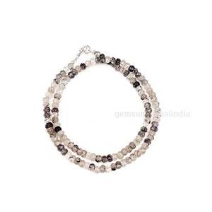 Collier de perles facettées en quartz rutile noir avec fermoir en argent sterling 925, perles de pierres précieuses faites à la main, bijoux fantaisie en gros - Product Image 2