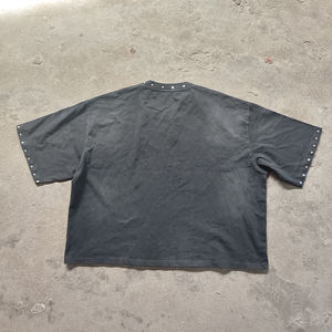 Custom Cotton T Shirt For <b>Men</b> Boxy <b>Cropped</b> Fit Double Layer Long Sleeve With Embroidery Patch And Rhinestone Applique Design - Product Image 6