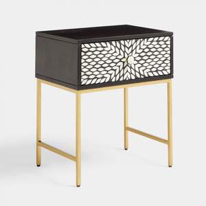 Mueble de Noche Cuadrado Moderno con Incrustaciones de Hueso Hecho a Mano por Artesanos, Personalizable, con Diseño Floral Geométrico Elegante y Duradero - Product Image 1