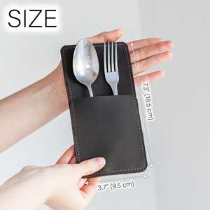 Cubiertos de cuero genuino de lujo ecológicos hechos a mano para servicio de restaurante, cuchara elegante, tenedor, cuchillo, organizador, vajilla - Product Image 6