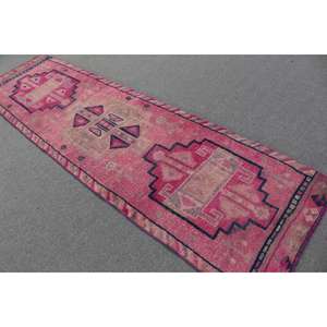2.8x10.4 ft Vintage Turkish Rug, <b>Runner</b> Rug, Herki <b>Red</b> Wool Rug - Product Image 4