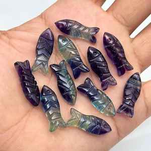 Cuentas de Piedras Preciosas Talladas en Forma de Pez de Fluorita Multicolor de 23X9 MM, Dijes de Cristal con Forma de Pez para Joyería - Product Image 4