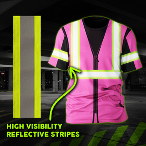 Camiseta DE SEGURIDAD Rosa Hi Vis para mujer, ropa reflectante, ropa de trabajo, clase 3, gran oferta, logotipo estampado personalizado, camiseta de seguridad de algodón 100% - Product Image 2