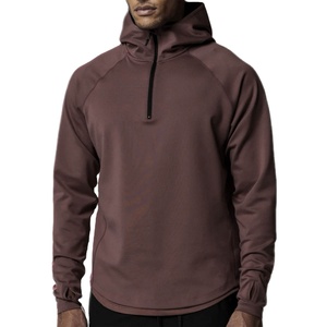 Camiseta Deportiva Personalizada OEM para Hombre, Manga Larga, Media Cremallera, Cuello Alto, con Orificio para el Pulgar - Product Image 1