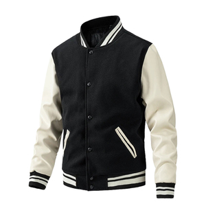 Venta caliente de alta calidad de lana cuerpo de cuero mangas personalizado Chenile CollegeBaseballjacket para los hombres - Product Image 5