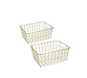 ตะกร้าใส่เสื้อผ้าในห้องน้ำสีทองหรูหราสไตล์นอร์ดิกทันสมัยตะแกรงลวดโลหะสำหรับงานซักรีดบ้านตะกร้าเก็บของอื่นๆ - Product Image 1