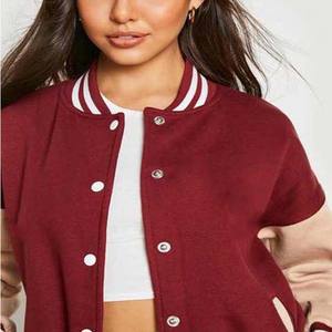 OEM vente en gros Baseball Letterman vestes vêtements pour femmes Baseball personnalisé respirant cuir laine avec bouton vestes d'université - Product Image 5