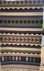 Tapis kilim en laine et jute tissé à la main de Bohème moderne Tapis de salon Dhurrie à tissage plat - Product Image 2
