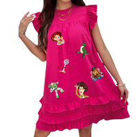 Nouveau design été printemps 100% coton col rond volants manches Style fille robe paillettes broderie à la main