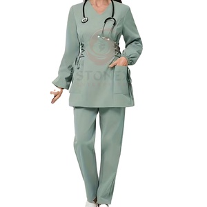 Wholesale High Quality Customized Logo <b>Scrub</b> <b>Sets</b> Stretch Nurse Hospital <b>Scrubs</b> Suit Tops Medical Uniforms for Women Needle - Product Image 4