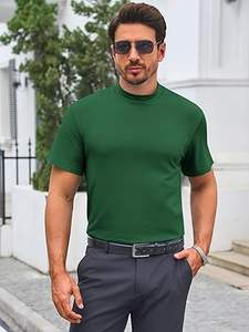 Media manga de verano de algodón suave transpirable elástico Boxy Fit en blanco verde hombres adultos cuello simulado camisetas al aire libre ropa informal - Product Image 6