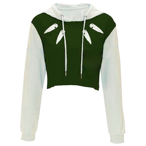 <b>Women's</b> Crop Top <b>Hoodies</b> Custom Made <b>White</b> Cropped Sleeve Pullover Sweatshirts Front Printed Knitted Hooded Sweatshirts Winter - Product Image 1