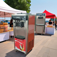 Machine à glace molle professionnelle de comptoir en acier inoxydable, 3 saveurs (Yaourt, Lait, Chocolat, Eau), haute productivité, Nouveauté
