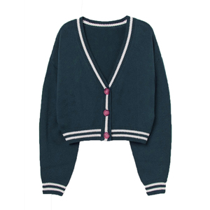 Suéter Clásico de Moda para Mujer, Manga Larga, Personalizado con Logotipo Bordado en Chenilla, Holgado, Cuello en V, Talla Grande, para Invierno - Product Image 5