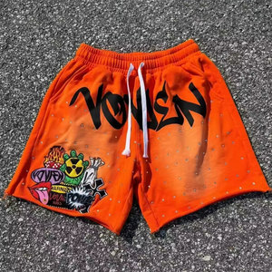 Shorts de survêtement décontractés unisexe personnalisés OEM 2025 avec broderies et patchs, entrejambe de 5 pouces, en mélange de coton molletonné 100% coton, respirant et à séchage rapide - Product Image 4