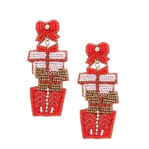 Natural Seed Bead <b>Earrings</b> Embroidered <b>Earrings</b> <b>Christmas</b> Accessory Festive <b>Christmas</b> Jewelry Beaded <b>Earrings</b> - Product Image 6
