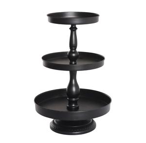 Support à gâteau élégant en métal noir avec design en treillis orné et finition enduite de poudre noire - Product Image 3